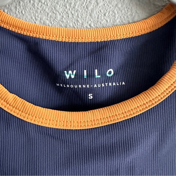 NWT Wilo Navy and Orange high Neck Sports Bra Small - Picture 2 of 11